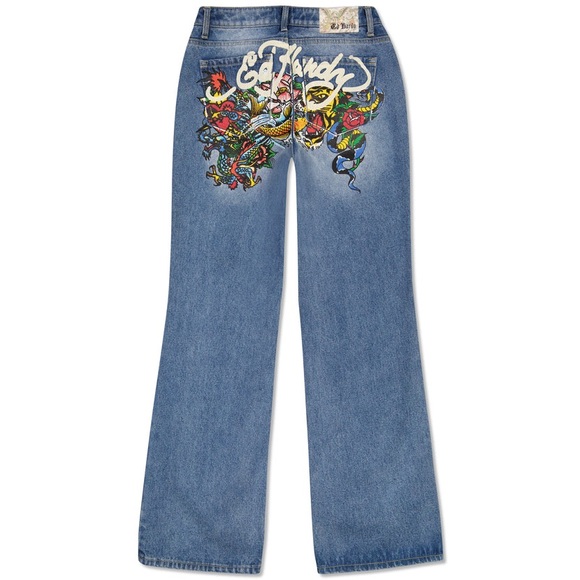 Ed Hardy Low Waist & Baggy Painted Jeans Size 26 Women’s denim - Picture 4 of 8